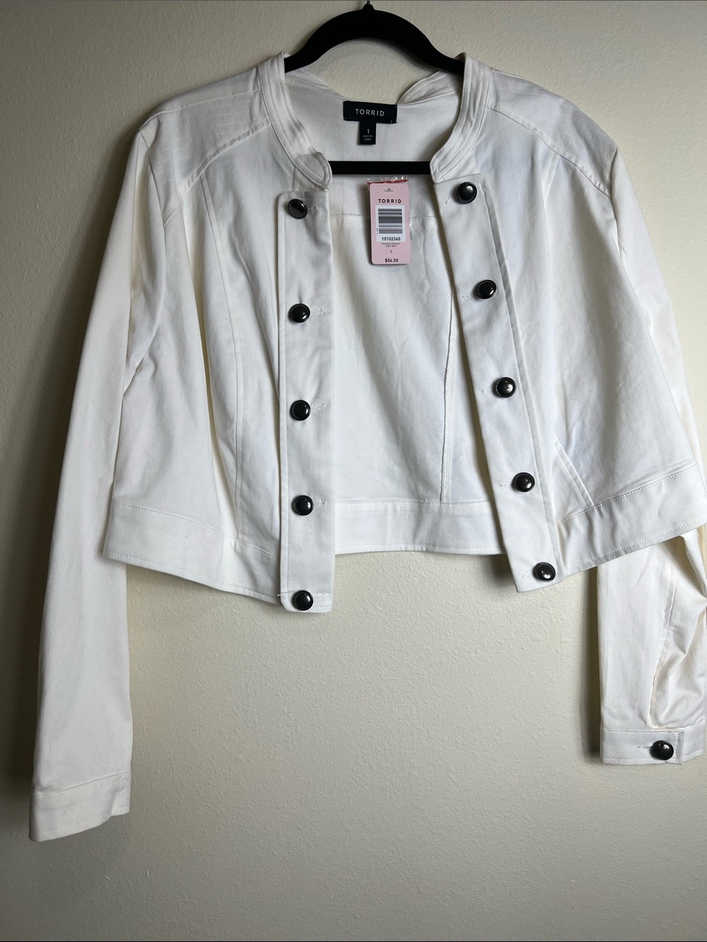 torrid White Cropped Double-Breasted Military Jacket